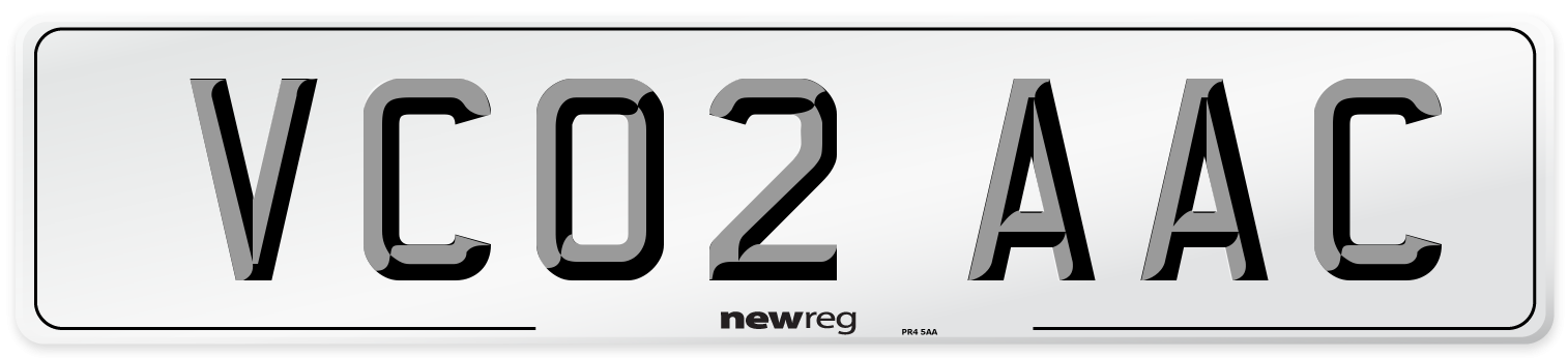 VC02 AAC Number Plate from New Reg